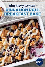 Blueberry Lemon Cinnamon Roll Breakfast Bake Recipe Breakfast Bake Healthy Sweet Snacks Pillsbury Cinnamon Roll Recipes