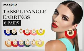 Amazon.com: meekoo 6 Pairs Tassel Dangle Earrings Gold Hoop Fringe Earrings  Bohemia Fan Shaped Earrings for Women Party and Daily Wear : Clothing,  Shoes & Jewelry