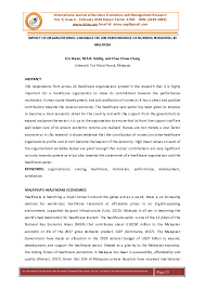 The malaysian healthcare system is advanced due to extensive support from the malaysian government through investment in hospital's medical infrastructure. Pdf Impact Of Organizational Variables On Job Performance Of Nursing Personnel In Malaysia Eric Balan Academia Edu