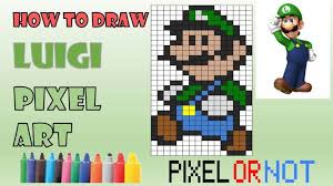 Tuto Pixel Art How To Draw Luigi Mario Nintendo Pixel Art Easy Drawings Pixel Art Tutorial