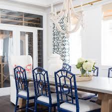 Studio Mcgee On Instagram Navy Lacquer Dining Chairs And A Stunning Bleached Wood Chandelier I Coastal Dining Room Dining Room Blue Dining Room Inspiration