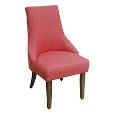 Homepop Mongo Coral Textured Woven Solid Wood Accent Chair Set Of 2 In Red Fabric Dining Room Chairs Dining Chairs Accent Chair Set