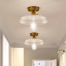 I've been stalking this chandelier on wayfair and amazon. 1 Head Small Semi Flush Mount Industrial Gold Metal Ceiling Light Fixture With Glass Shade Beautifulhalo Com