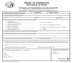 Renewal Of Trademark Or Service Mark Marks California California State
