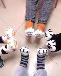 Cute Cat Claws Thick Warm Socks 3 Pairs Video Video Paws Socks Socks Warm Socks