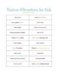 Positive Affirmations For Kids Free Printable Affirmations For Kids Positive Affirmations For Kids Mindfulness For Kids