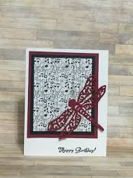 Birthday Card Design Black And Red Greeting Card Handmade Card Birthday Card Occasion Card Black And Red Music Notes Dragonfly Card Design Handmade Birthday Card Design Card Design