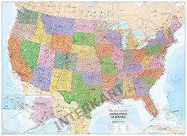 Map of usa with states and cities. Usa Landkarte Politisch 140 X 102cm