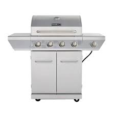 Nexgrill 4 Burner Propane Gas Grill In Stainless Steel With Side Burner And Stainless Steel Doors 720 0830h The Home Depot Propane Gas Grill Gas Grill Reviews Best Outdoor Grills