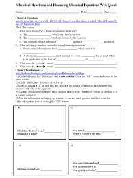 Check spelling or type a new query. Chemical Reactions And Balancing Chemical Equations Web Quest 1 Chemical Substances Chemical Reactions