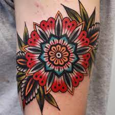 Mandala Flower By Vic James Vicjames Newtraditional Color Mandala Flower Leaves Pattern Geometric Or Circle Tattoos Tattoos Traditional Tattoo Flowers