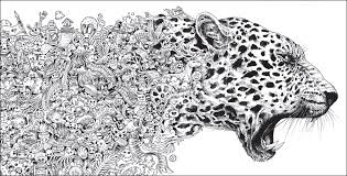 Zen tangle head of leopard for adult. 96 Pages Animorphia Coloring Book For Adults Children Develop Intelligence Relieve Stress Graffiti Painting Drawing Books Books For Adults Coloring Books For Adultscoloring Book Aliexpress