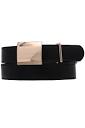 BLACK Metal Rectangular Buckle Faux Leather Belt - Belts