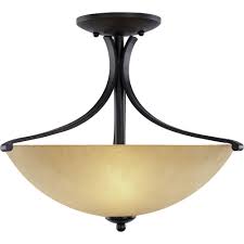 Volume Lighting Rainier 3 Light Foundry Bronze Interior Semi Flush Mount V4173 65 The Home Depot