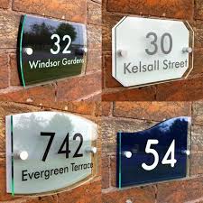 Personalised Modern House Sign Door Number Street Address Glass Effect Acrylic Plaque In 2021 Home Signs Door Signs Interior Signs