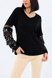 32 95 Tl Kollari Pullu Puskullu Siyah Bluz 26124b Modamizbir 2020 Siyah Bluz Bluz Mankenler
