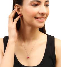 Ruhi Ruby Silver Pendant Set