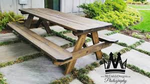 8ft Picnic Table With Dark Walnut Stain Finish Etsy Picnic Table Dark Walnut Stain Walnut Stain