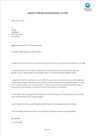 Please accept this letter as my formal resignation. Notice Period Resignation Letter Example Templates At Allbusinesstemplates Com
