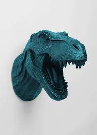 The Bronson In Petrol Modern T Rex Decor Dinosaur Art Dinosaur Head Wall Mount White Faux Taxidermy Dinosaur Head