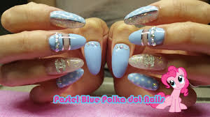 Using acrylic paint in light blue shade, mix it with water to make it slightly watery. Pastel Blue Polka Dot Acrylic Nails Nail Polish Youtube