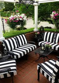 White outdoor cushions with black piping. The House Black White Elegant Interior Of A Big House With Useful Loft White Patio Furniture White Outdoor Furniture Black Patio Furniture