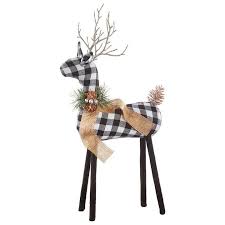 20 Black White Checked Reindeer Country Christmas Deer Figures Christmas Deco