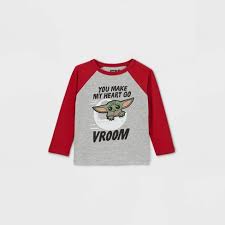 Well, if you want a cute but straightforward shirt, this design would be easy. Toddler Boys Star Wars Baby Yoda Vroom Valentine S Day Raglan Long Sleeve Graphic T Shirt Red 12m Target