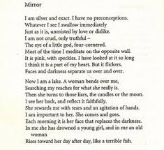Mirror My Favorite Poem Mirror Sylvia Plath Sylvia Plath Poems Poetry Words