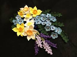 ハンドメイド レース編み 水仙 ネモフィラ シュシュ 1 かぎ針編み 花 ハンドメイド 小さな花