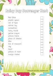 Rainy Day Kids Activities Rainy Day Activities For Kids Rainy Day Activities Scavenger Hunt For Kids