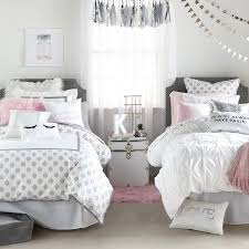 Girls dorm room decor with white gray blanket, colorful pillows, photo gallery and pattern fabric for wall decorations and round string lamps on the wall to comfort your room. Dorm Room Ideas College Decor Inspiration Pink Bedroom Atmosphere Boys Girls Dorms Rooms Idea Layout Decorating Small Tumblr For Apppie Org