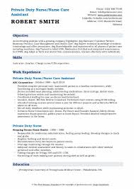 Private Duty Nurse Resume Samples Qwikresume