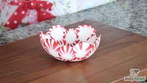 Diy Peppermint Bowls Baby Gizmo In 2020 Peppermint Candy Bowl Peppermint Bowl