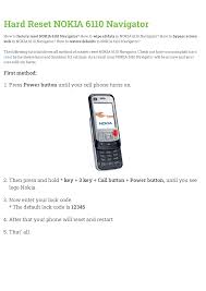 Hard Reset NOKIA 6110 Navigator ...