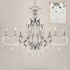 Kronleuchter Oval Silber 10 Armig Hängelampe Breite 120 Cm