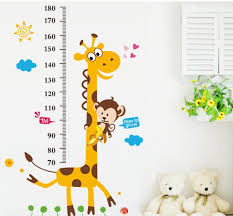 Bibitime Animal Monkey Giraffe Height Chart Decal For Kids Room Decor Nursery Growth Charts Wall Sticker Minimum Scale 70 Cm