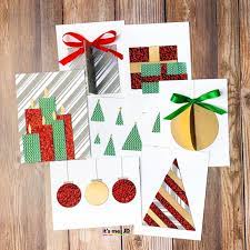 How to make glitter christmas cards in less than 5 minutes via northstory. Easy Diy Christmas Cards Using Patterned Paper It S Me Jd