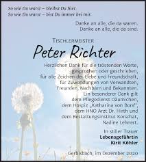 Peter is related to adrian richter and justin richter as well as 3 additional people. Traueranzeigen Von Peter Richter Www Abschied Nehmen De