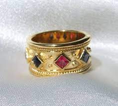 Vintage Etruscan Or Byzantine Style Pink And Blue Square Fancy Sapphire Rough Jewelry Tuareg Jewelry