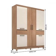 Guarda-Roupa Casal Mauá 6 Portas 2 Gavetas Amêndola TouchOff White -  Demóbile