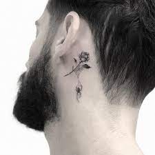 Freehand Rose Spider Tattoo Behind The Ear Small Neck Tattoos Spider Tattoo Side Neck Tattoo