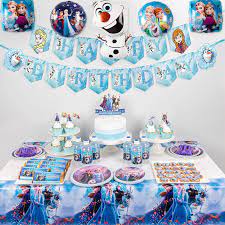 Shop matching tableware like cups, tablecloths, disposable plates and treat stands and complete the party decoration. Buy Frozen 2 Party Supplies Set 128pcs Birthday Decorations 10 Kids Frozen 2 Theme Party Includes Happy Birthday Banner Tablecover Plates Knives Spoons Forks Cake Toppers Cupcake Toppers Chocolate Stickers Bottle Labels Foil Balloons Online In Turkey