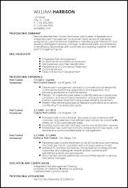 Free Contemporary Pest Control Resume Example Resume Now