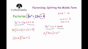 Splitting The Middle Term Corbettmaths Youtube