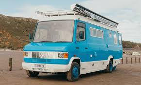 Supertramped Co Mercedes Benz T2 Camper Van Cool Material Mercedes Benz Camper Camper Van Blue And White Vans