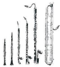 a huge picture of the clarinet family from left e flat