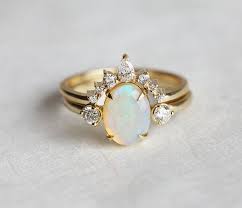Gold Opal Ring Opal Engagement Ring Opal Diamond Ring Etsy Engagement Rings Opal Best Engagement Rings Opal Diamond Ring