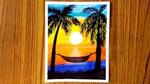 Click here to add your own comments. Hammock Silhouette In Beach Sunset Scenery Drawing Color Pencil Drawing Technique Art And Travel Youtube