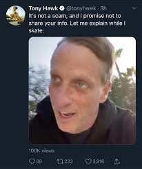 17 years ago tony hawk landed the first ever 900! Tony Hawk Gave Out His Number On Twitter Album On Imgur